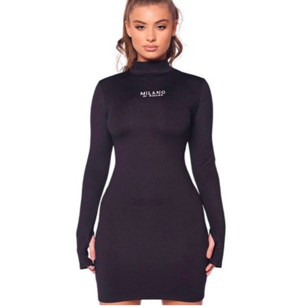 Milano Di Rouge Elegant Black Long Sleeve Dress
